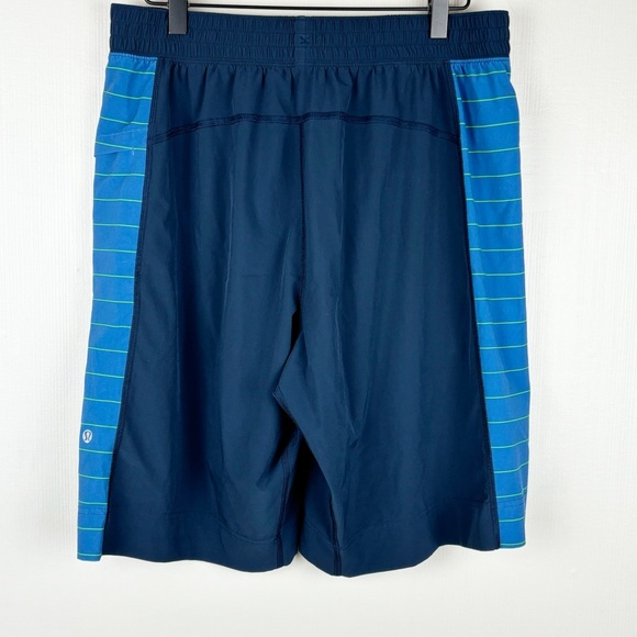 Lululemon Shorts Mens Large‎ Blue Side Stripes 11” Stretch Unlined Lightweight - Picture 9 of 15